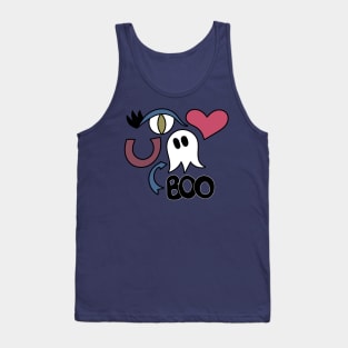 Cute Eye Love You Boo Cartoon Text Art Tank Top